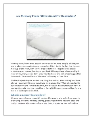 are memory foam pillows good for headaches
