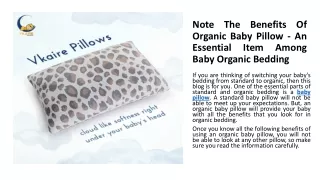 Note The Benefits Of Organic Baby Pillow - An Essential Item Among Baby Organic