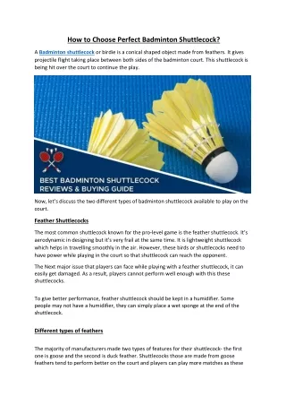 how to choose perfect badminton shuttlecock