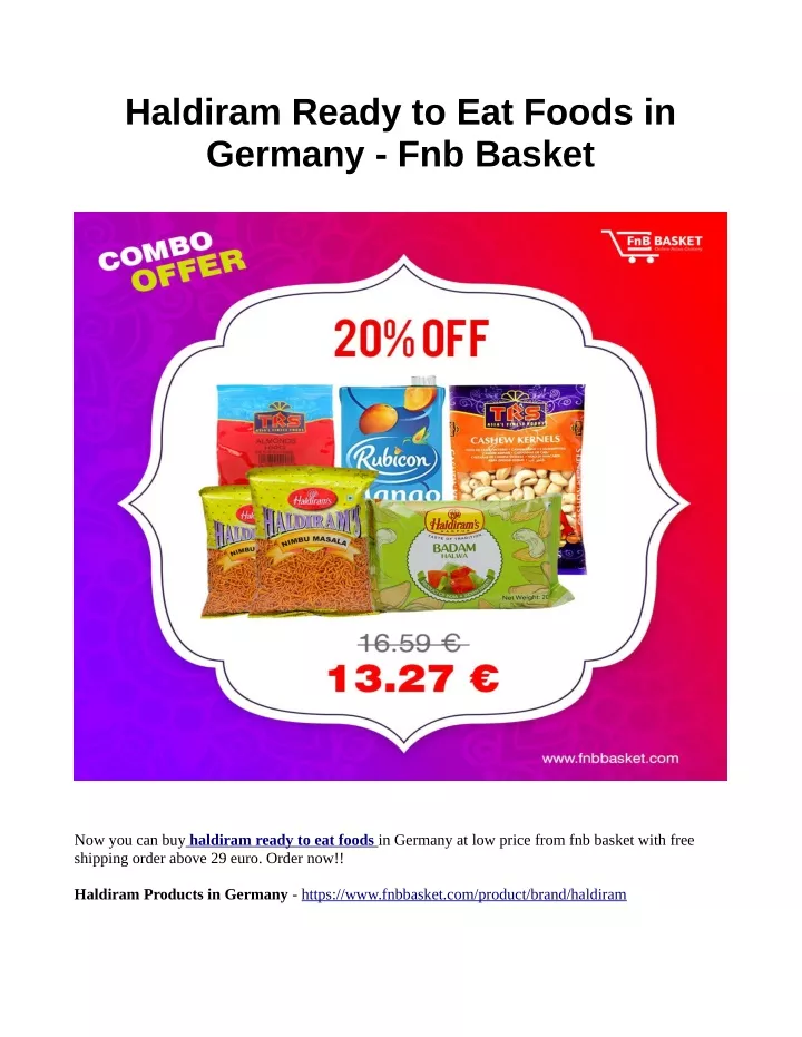 haldiram ready to eat foods in germany fnb basket