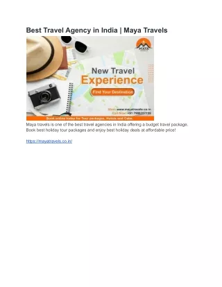 Best Travel Agency in India  Maya Travels