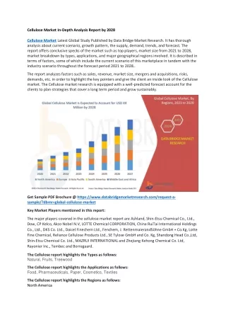 cellulose market in depth analysis report by 2028