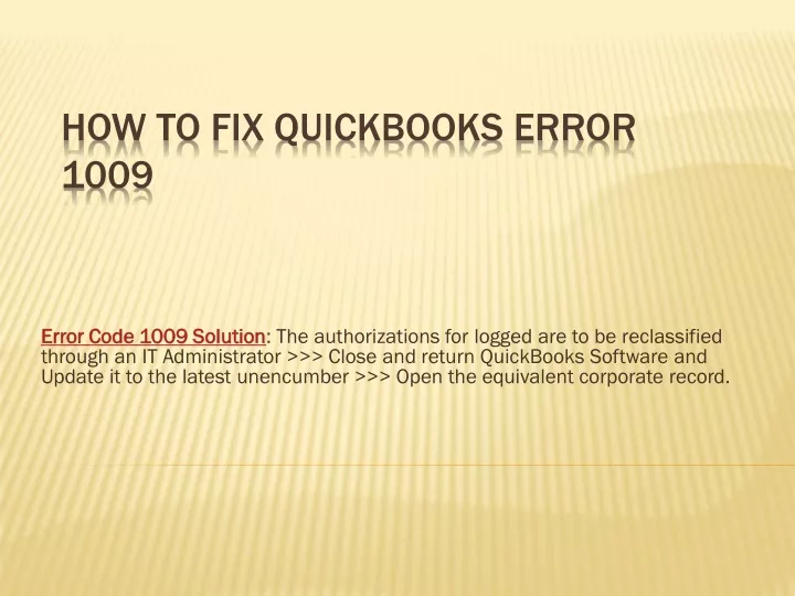 how to fix quickbooks error 1009