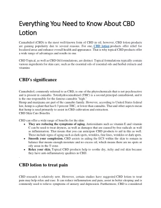 Everything You Need to Know About CBD Lotion