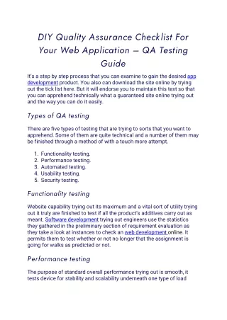 diy quality assurance checklist for your