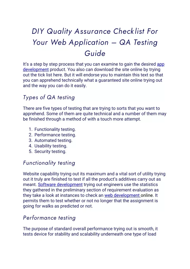 diy quality assurance checklist for your