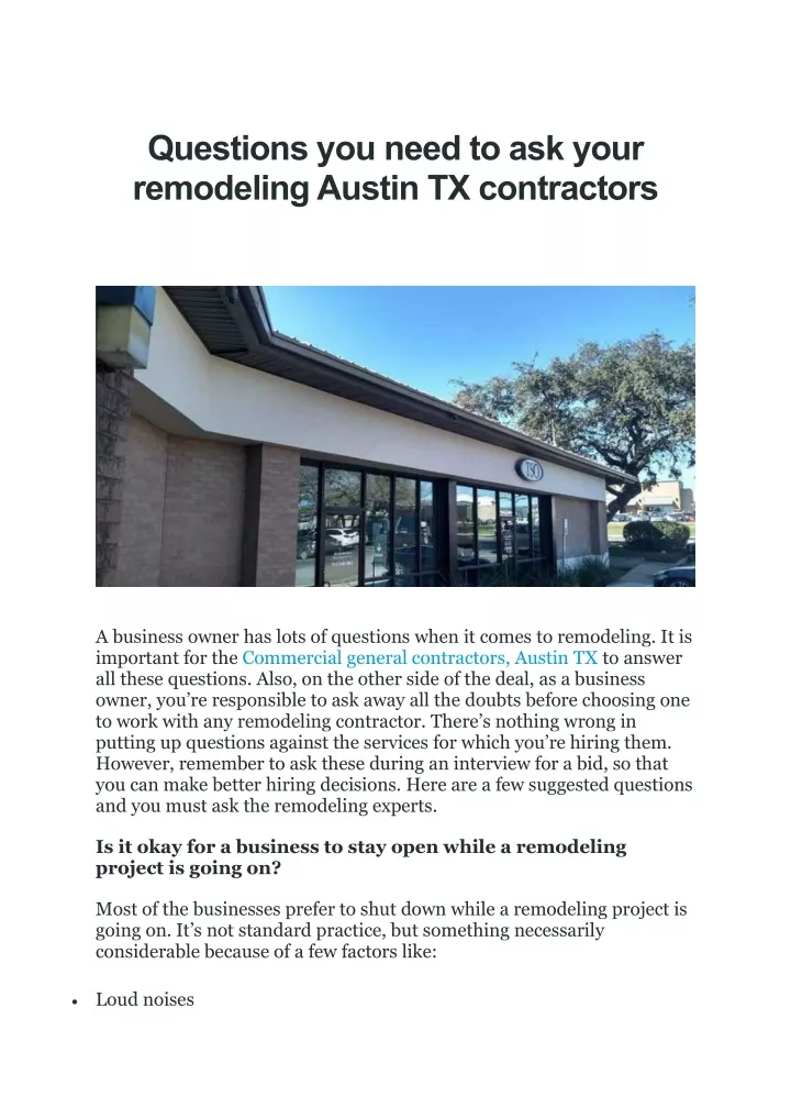 questions you need to ask your remodeling austin