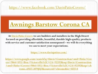 Awnings Barstow Corona CA