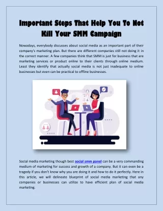 Important Steps That Help You To Not Kill Your SMM Campaign