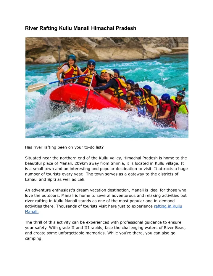 river rafting kullu manali himachal pradesh