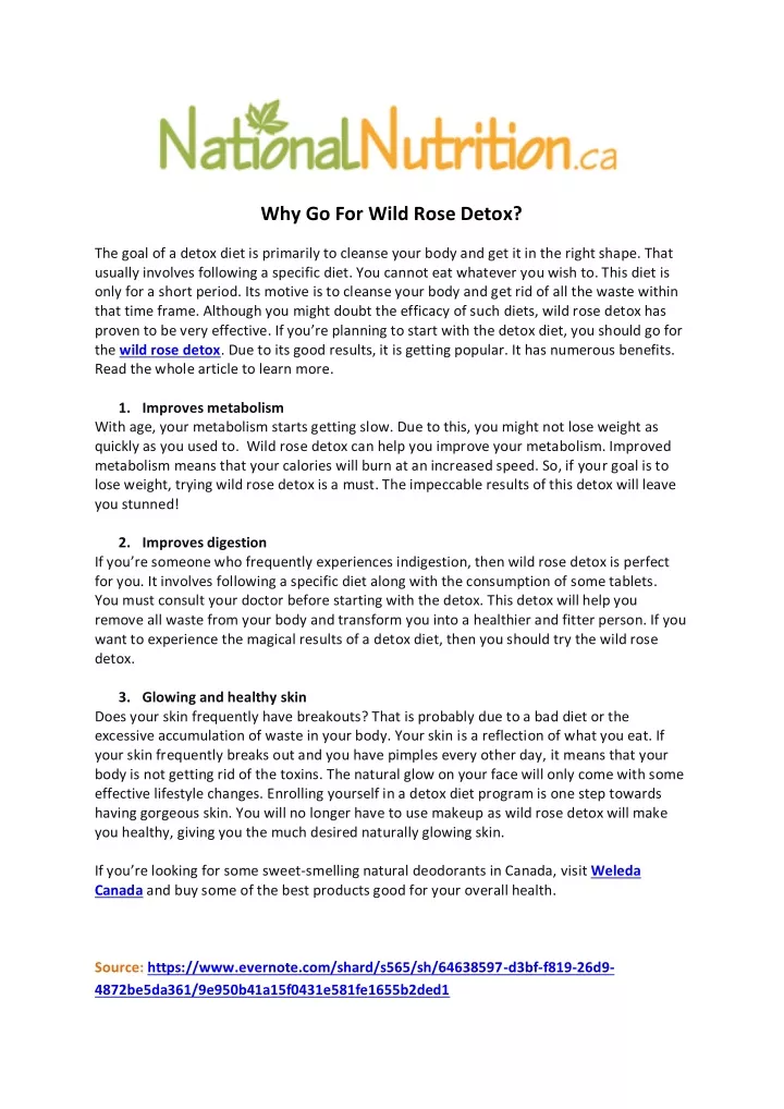 why go for wild rose detox
