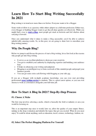 learn how to start blog writing successfully
