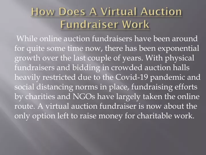 how does a virtual auction fundraiser work