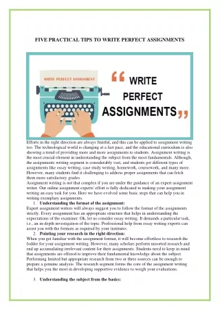 FIVE PRACTICAL TIPS TO WRITE PERFECT ASSIGNMENTS