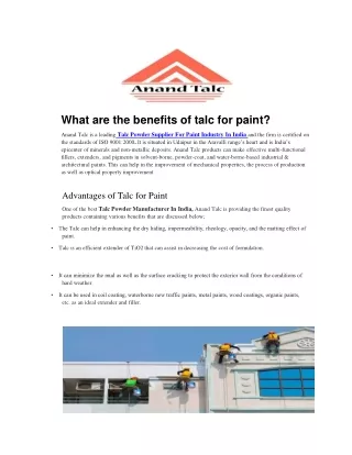 What are the benefits of talc for paint ?