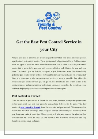 Get the Best Pest Control Service in your City