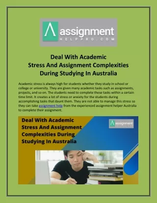 Deal With Academic Stress And Assignment Complexities During Studying In Austral