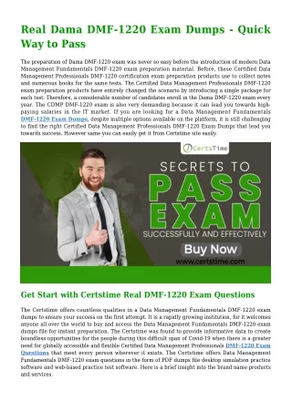 Get Success With Real Dama DMF-1220 Dumps PDF [2021]