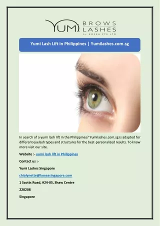 Yumi Lash Lift in Philippines | Yumilashes.com.sg