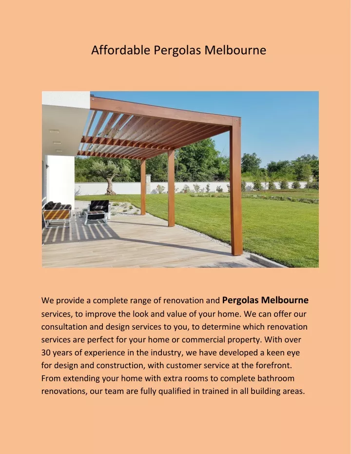 affordable pergolas melbourne