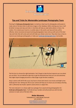 Tips and Tricks for Memorable Landscape Photography Tours