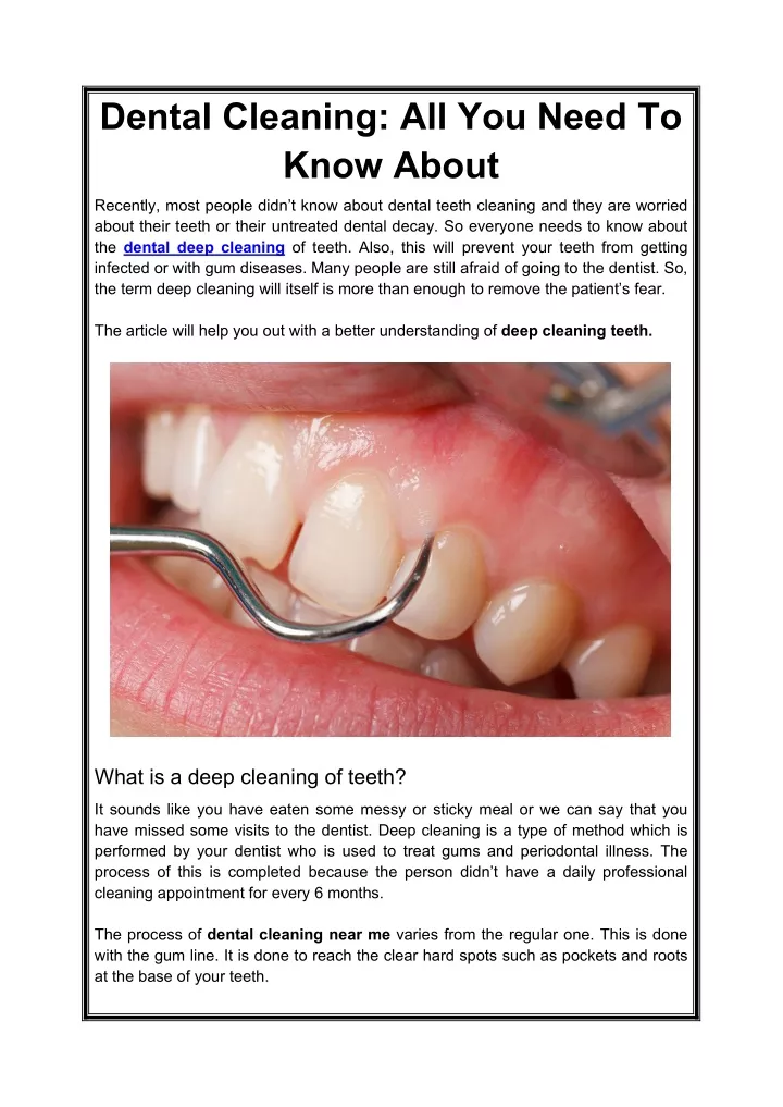 dental cleaning all you need to know about