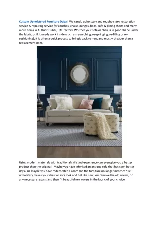 Custom Upholstered Furniture Dubai