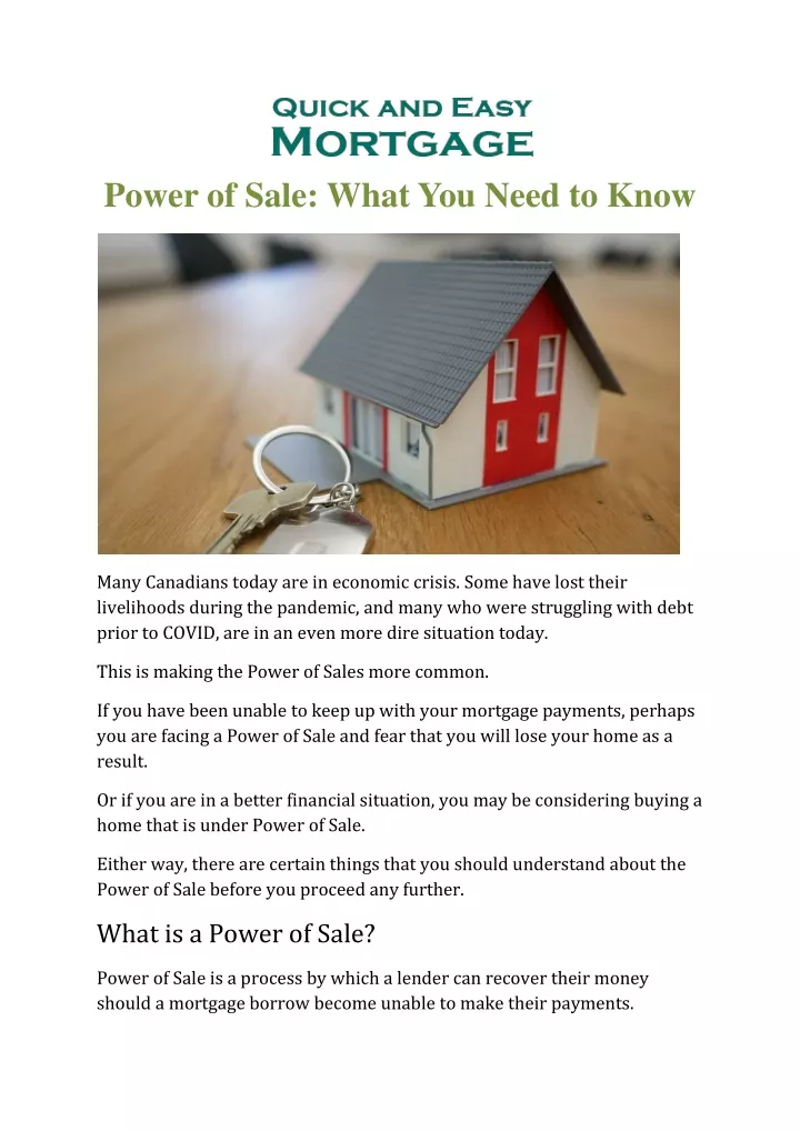power of sale what you need to know