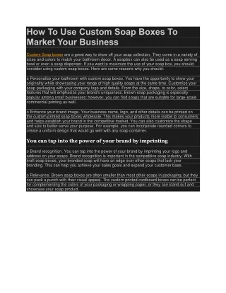 how to use custom soap boxes to market your