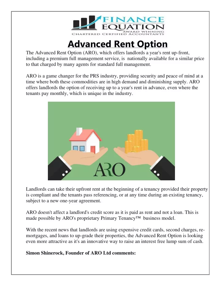 advanced rent option the advanced rent option