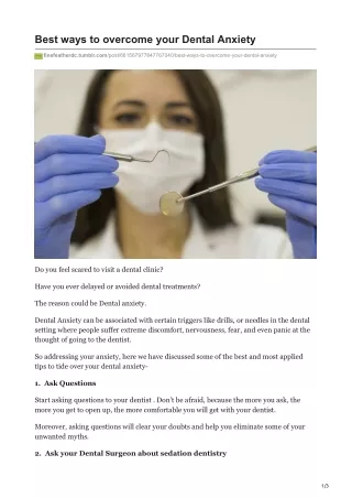 Best ways to overcome your Dental Anxiety