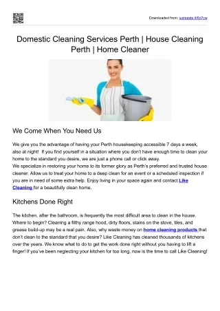 Domestic Cleaning Services Perth | House Cleaning Perth | Home Cleaner