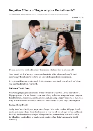 Negative Effects of Sugar on your Dental Health