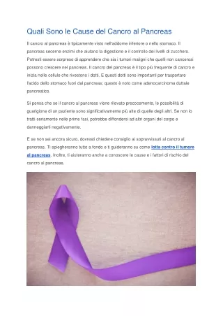 Quali Sono le Cause del Cancro al Pancreas