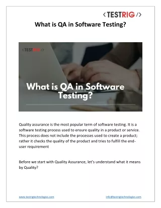 What is QA Software Testing