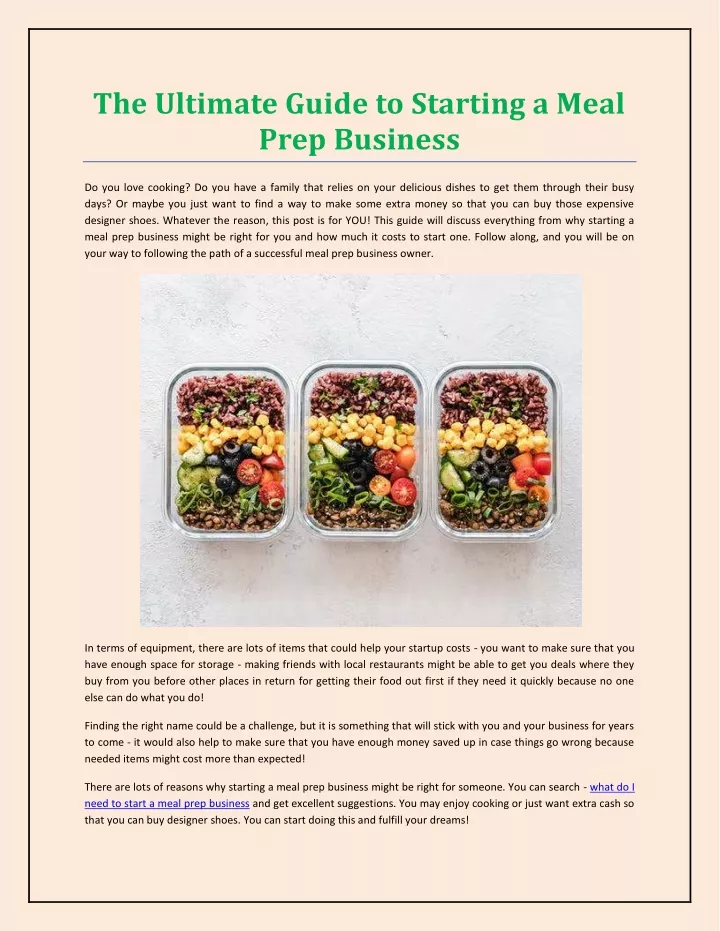 How to Start a Meal Prep Business