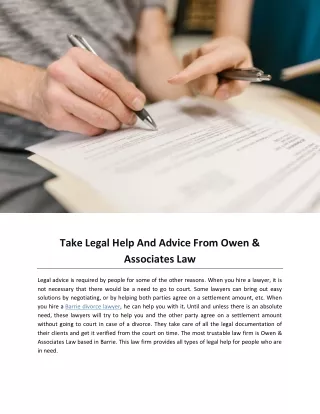Take Legal Help And Advice From Owen & Associates Law
