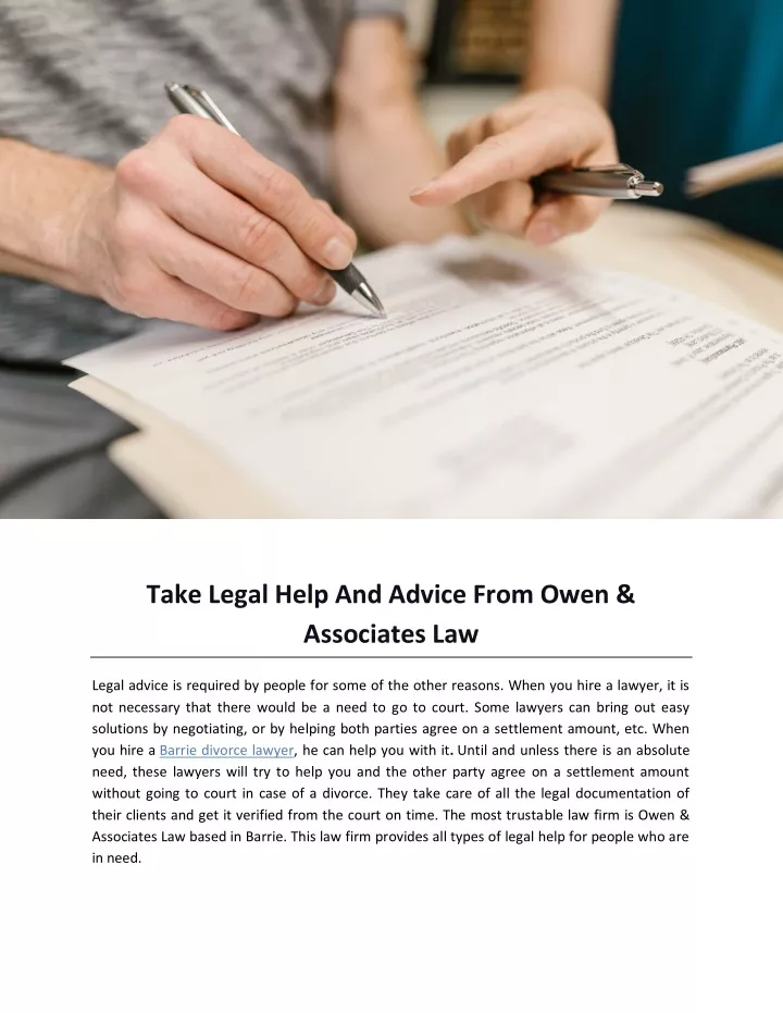 take legal help and advice from owen associates