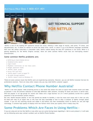 Netflix Technical Support Number (1-800-431-401) Australia