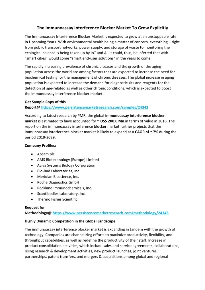 the immunoassay interference blocker market