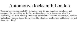 Automotive locksmith London