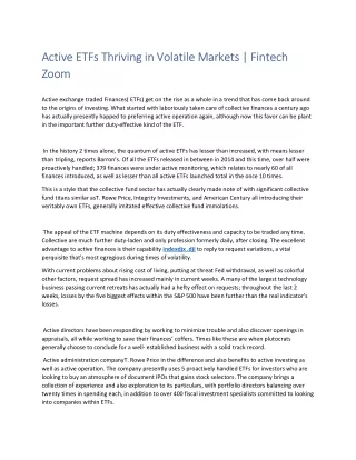 Active ETFs Thriving in Volatile Markets | Fintech Zoom