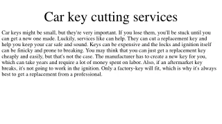 Car key cutting services