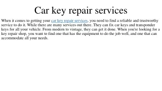 Car key repair services