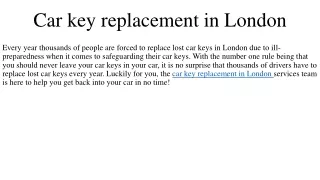 Car key replacement in London