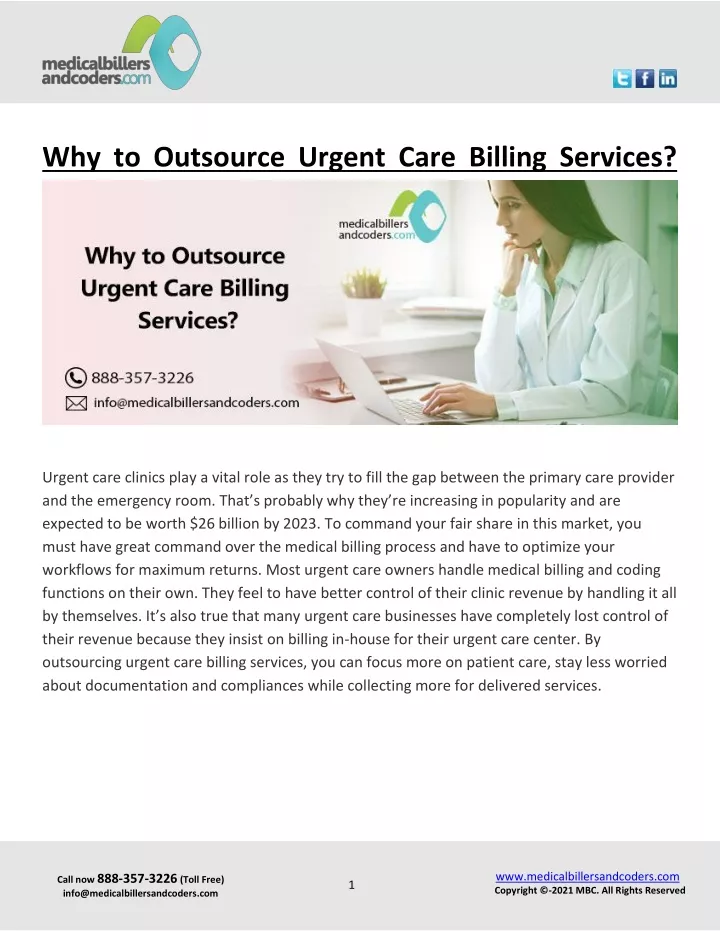 why to outsource urgent care billing services