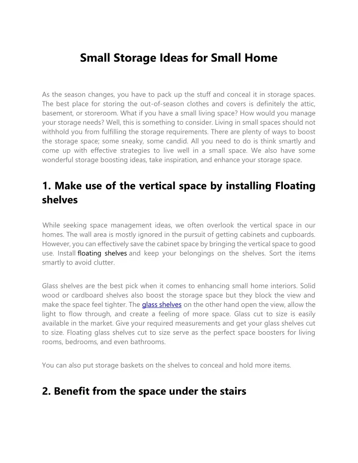 small storage ideas for small home