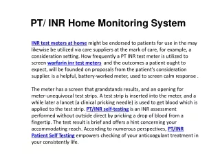 PT INR Home Monitoring System