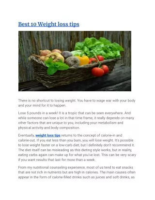 Best 10 Weight loss tips