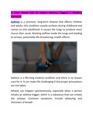 Is Your Home Full Of Indoor Asthma Triggers - Building Harmony